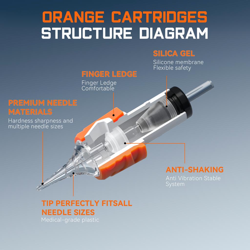 DM ORANGE 50 шт. Смесь картриджных тату-игл RL/RM/RS/M1 Одноразовые силиконовые стерилизованные безопасные тату-иглы для тату-машинки
