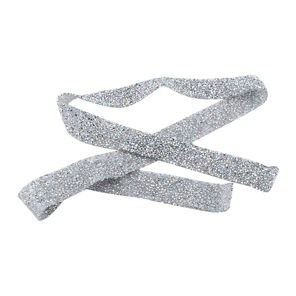 1 Yard 3cm Width Sparkling Back Glue Crystal Rhinestone Decorative Banding Belt AB Color