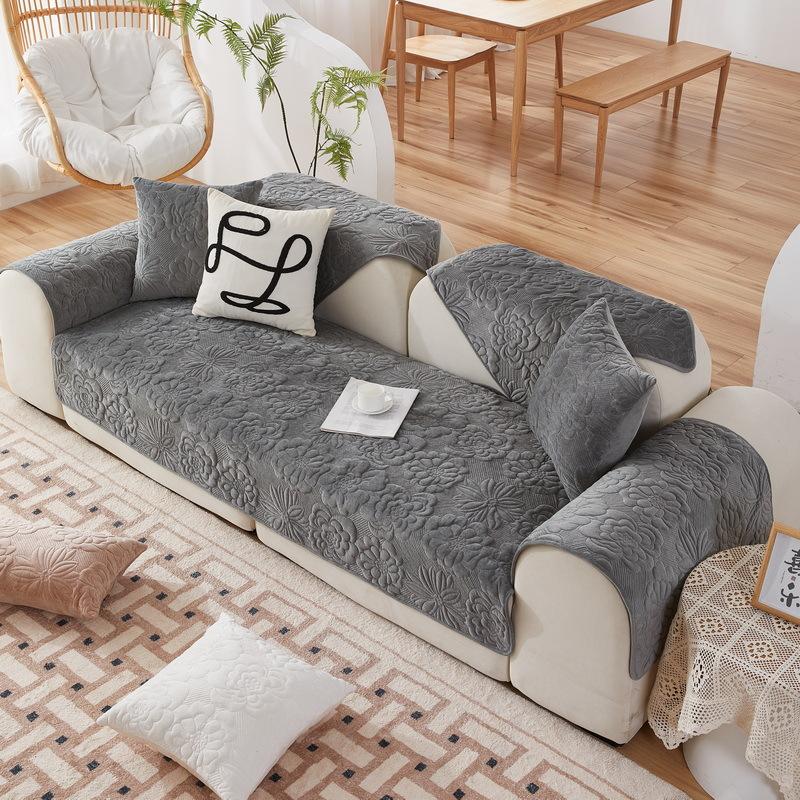 Simple Winter Sofa Cushion Winter Super Soft Short Plush Seat Cushion Cushion Cover Towel Sofa Cover Non-Slip Thickened