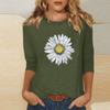 Women's O-neck 3/4 Sleeve  Print Top