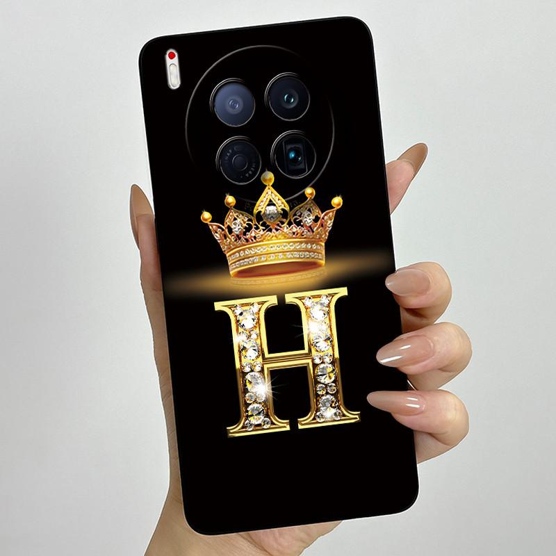 Чехлы для телефона Tecno Camon 40 Premier 5G CM8 Чехлы с короной и начальной буквой Мягкий жидкий силикон Продвинутый корпус с защитой от отпечатков пальцев