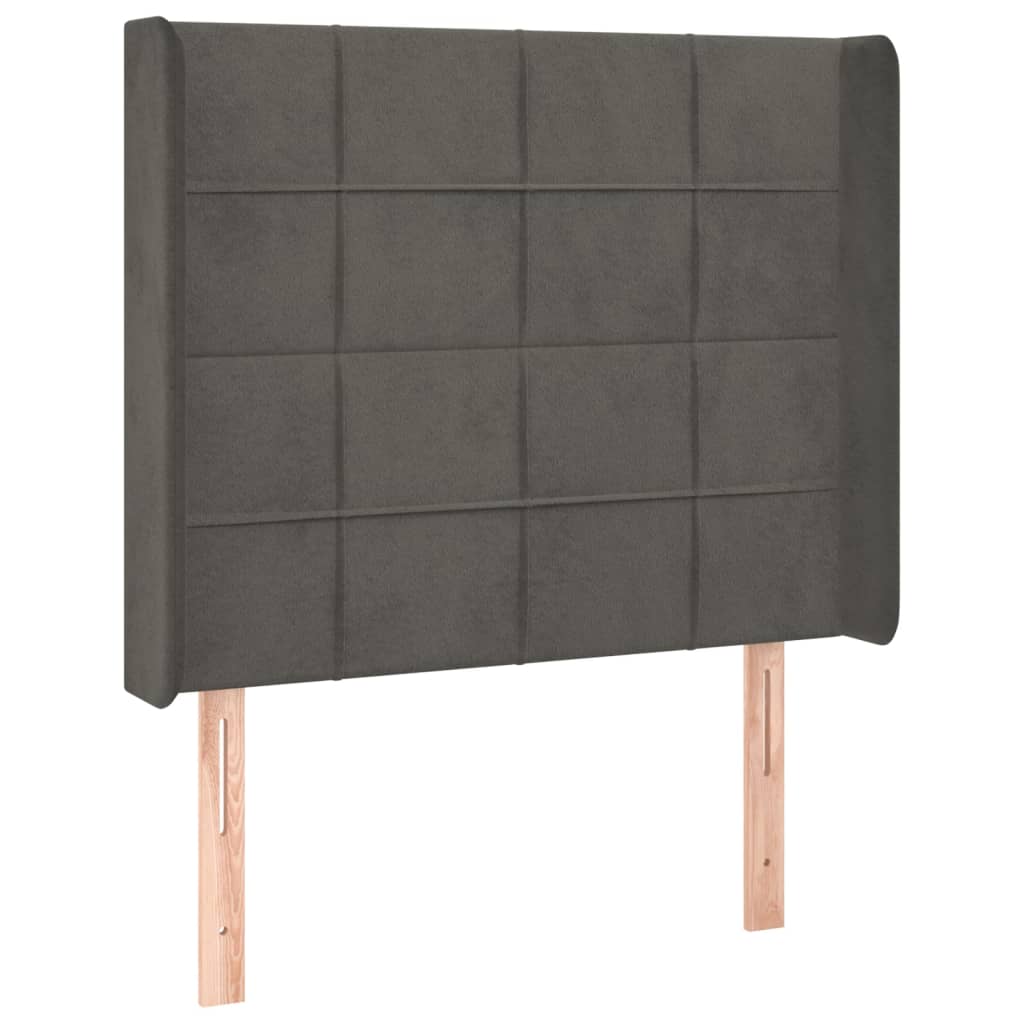 Headboard with Wingback Dark Grey 93 x 16 x 118 128 cm Velvet