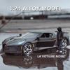 1:24 Bugatti Lavoiturenoire, модель спортивного автомобиля из сплава, литье под давлением и игрушечный транспорт, металлическая модель автомобиля, имитация звука и света, подарок