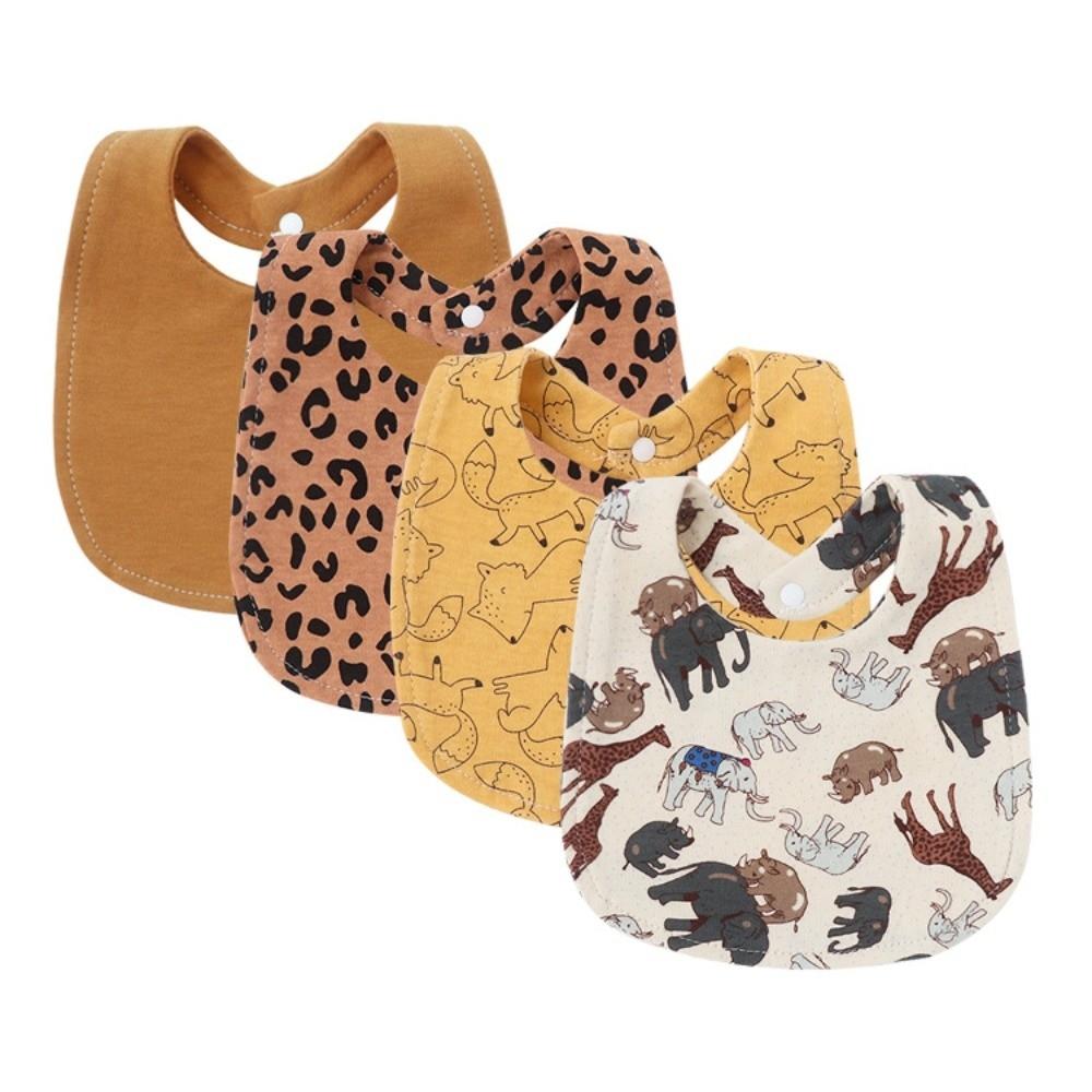 4 шт. Хлопковый детский слюнявчик Двухслойный набор слюнявчиков Высокое качество Слюнявчики Аксессуары для младенцев