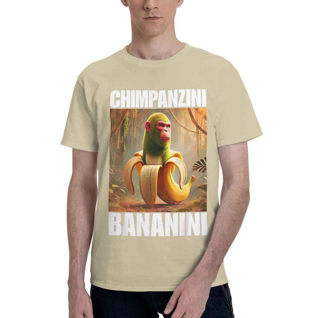 Футболка с мемом про итальянский маразм «Шимпанзини Бананини» для мужчин, крутая футболка с круглым вырезом и коротким рукавом, одежда больших размеров