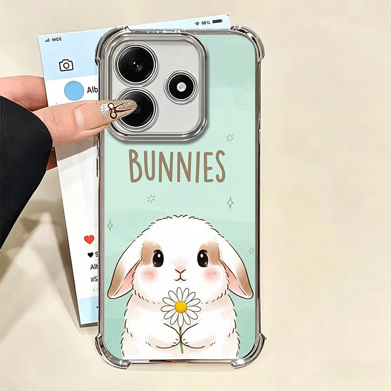 Милый Мультяшный Кролик Кролик Покрытие Чехол Для Телефона Для Xiaomi Redmi Note 14 15 Pro Plus 13 12 11 11S 11T 10 9S 9 5G Противоударный Airbag