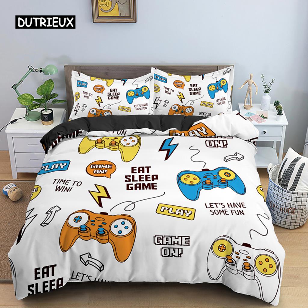 Детский Подростковый Пододеяльник Для Видеоигр Для Мальчиков Геймерский Одеяло Чехол Игровой Контроллер Узор Комплект Постельных Принадлежностей Пододеяльник Из Полиэстера