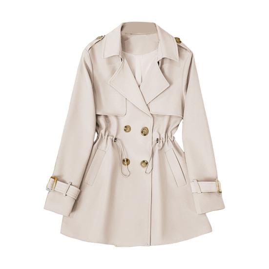 Зимняя женская куртка с длинными рукавами, эластичным шнурком на талии, карманами, ветровка, двубортное пальто средней длины