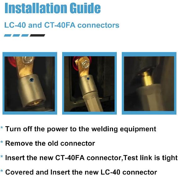 2PCS CT-40FA Welding Terminals & 2PCS LC-40 Welding Cable Connectors, Welder Leads Quick Connector and Terminal for Welding Machine Accessories, 1/0