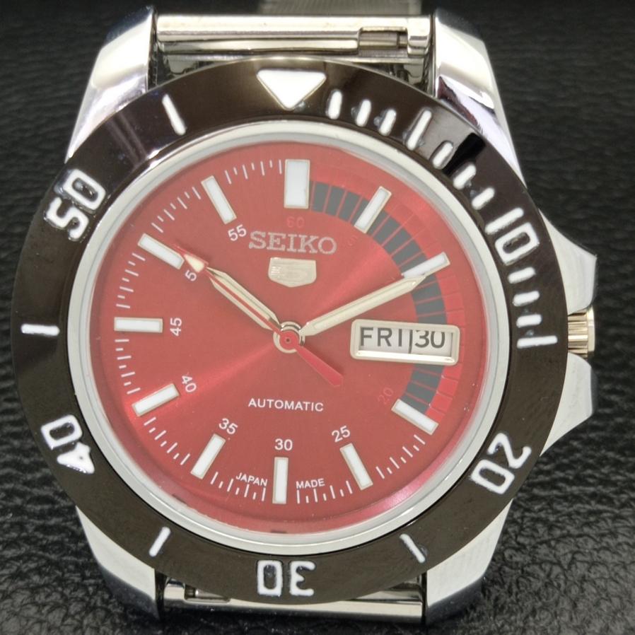 МУЖСКИЕ ВОССТАНОВЛЕННЫЕ SEIKO 5 JAPAN 6309A АВТОМАТИЧЕСКИЕ НАРУЧНЫЕ ЧАСЫ С КРАСНЫМ ЦИФЕРБЛАТОМ a426508-2