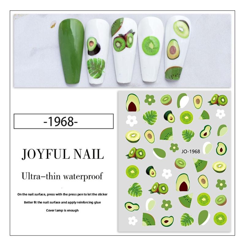 6Sheet Summer Fruit Nail Stickers Decals  For  Self-Adhesive  Nail Art Stickers For Gel Polish  DIY Nail Art Decorat
