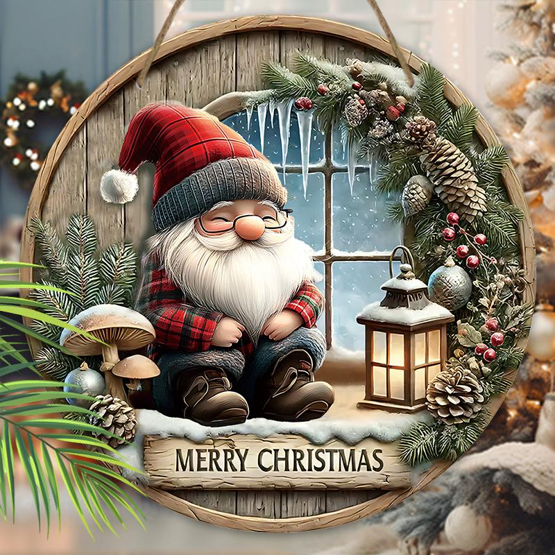 Очаровательная деревянная рождественская табличка с гномом, теплое зимнее рождественское украшение для декора входной двери и стен, идеальный рождественский подарок