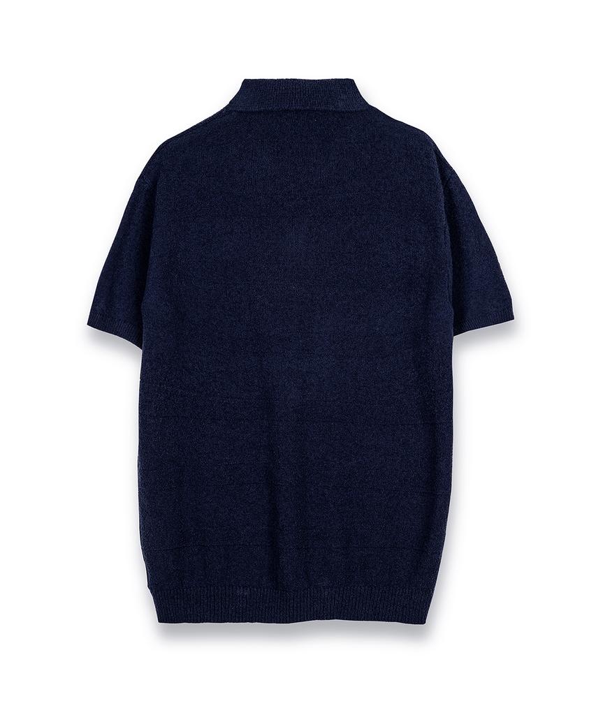 CONNECT KINLOCH Terry Button Collar Short Sleeve Knit (Navy)