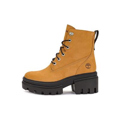 Everleigh кожаные удобные универсальные нескользящие прочные толстые подошвы на высоком каблуке до середины голени ботинки Martin женские коричневые A41QK