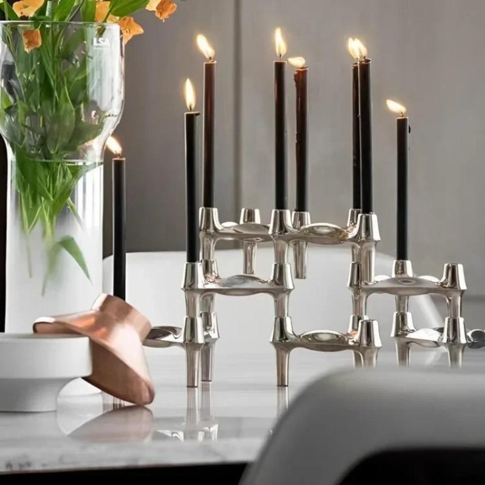 Metal Molecular Structure Candle Holder Nordic Triangle Candlestick Home Decore Candelabra  Gift