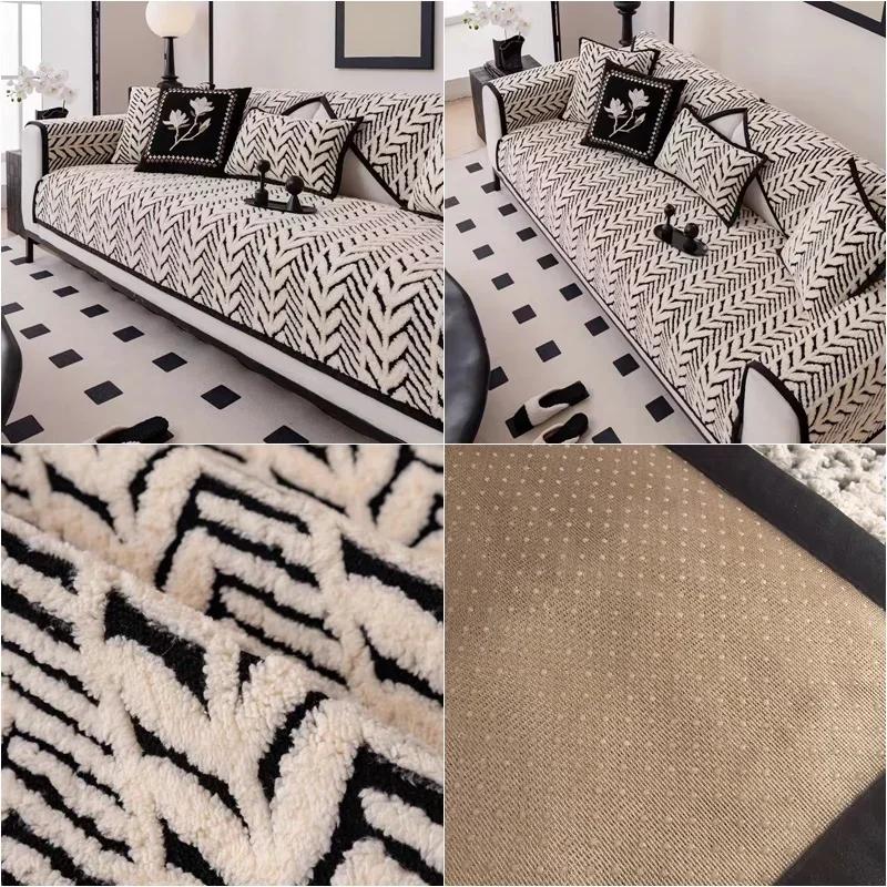 1PC Nordic Thicken Sofa Cover for Living Room Winter Plush Non-slip Sofa Cushion Dust-proof Warm Couch Towel Furniture Protector