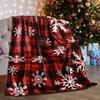 1PC Throw Christmas Red Plaid Flannel Blanket Snowflakes Xmas Holiday Throw Soft Lightweight Decorative Blankets Throws Gifts
