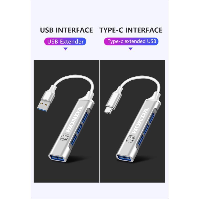 4 порта USB 3.0 HUB TYPE-C Многопортовый адаптер для автомобиля с высокой скоростью передачи данных для Honda Passport Stepwgn CRV BRV HRV Insight Fit Jazz Civic Accord Pilot