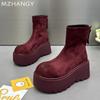 Fashion Women Platform Snow Boots Flats Suede Surface Shoes Woman 2025 Trend Winter Fashion Walking Retro Cozy Dress Ankle Boots Mujer