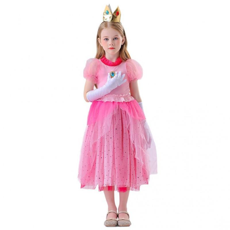 Halloween Pink Princess Dress Girls Cosplay Costume Kids Stage Party Wear Sweet Style 2025