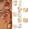 5/7/12PCS Ear Cuff Gold Color Leaves Non-Piercing Ear Clips Fake Cartilage Earrings Clip Earrings For Women Men Wholesale Jewelry