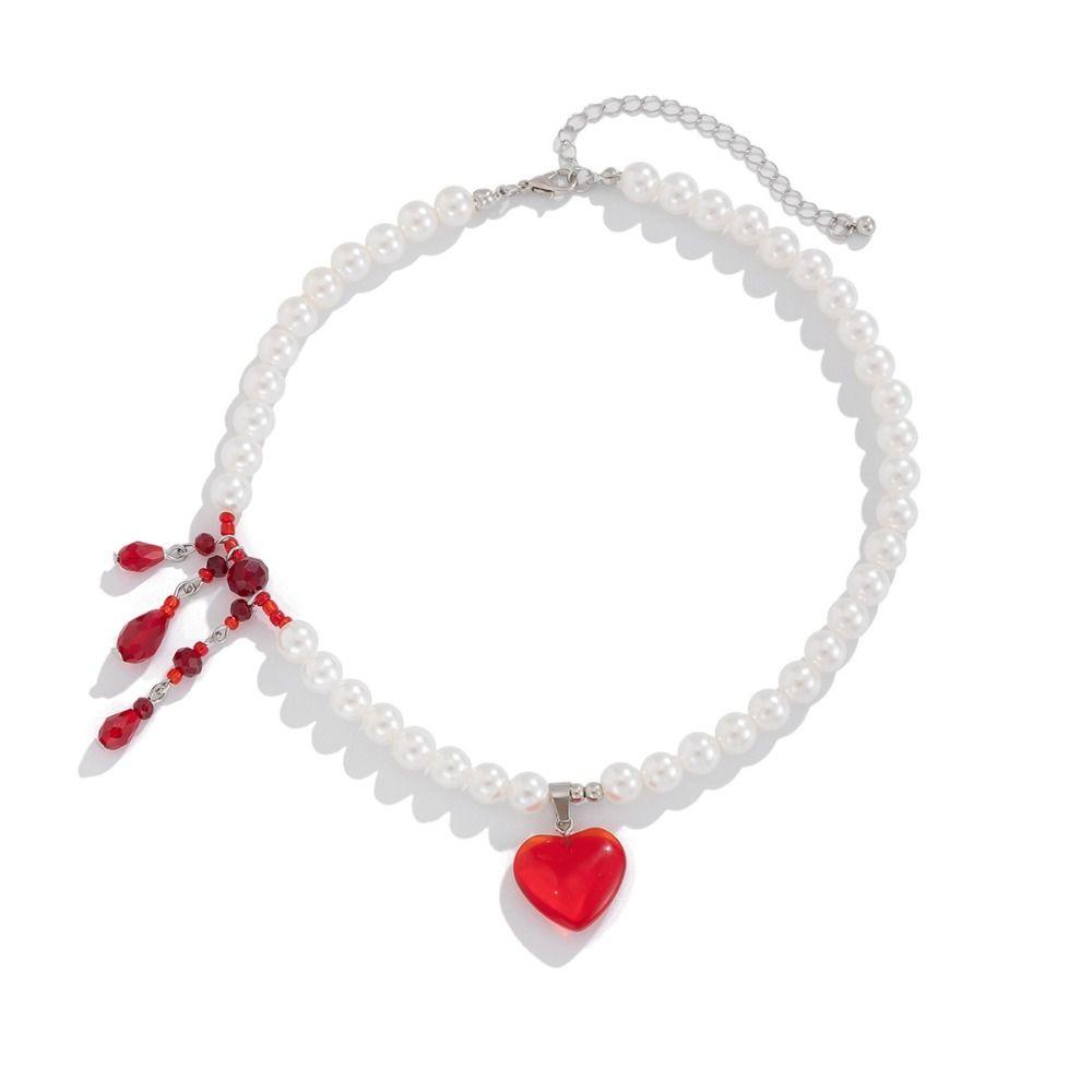 Multilayer Halloween Choker Imitation Crystal Beads Necklace Fashion Blood Drop Necklace Party