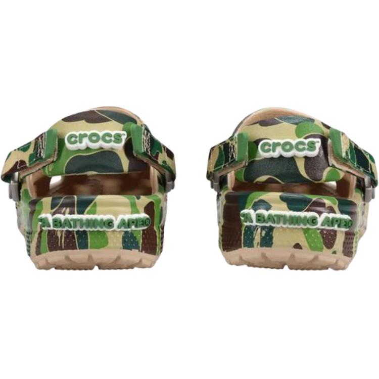A BATHING APE x Crocs Classic Clog Противоскользящие Износостойкие Низкие Детские Сандалии Зеленые Детские