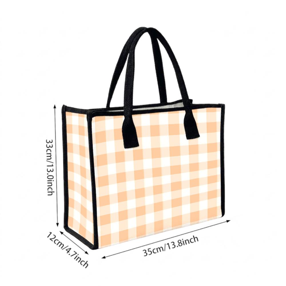 Gingham Tote Bag Fashion Casual Large Capacity Daily Use Handbag for Women