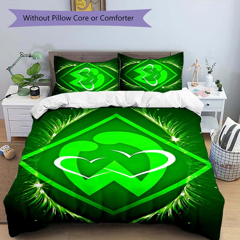 3pcs Werder Bremen LOGO pattern bedding set duvet cover set includes duvet cover &pillowcases, perfect all season bedroom decoration & gift