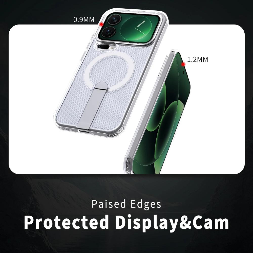 Прозрачный ПК Магнитный Чехол Для Magsafe Со Скрытой Подставкой Для Xiaomi 17 Pro 15T 14T Pro Охлаждение Теплоотвод Ударопрочный Чехол