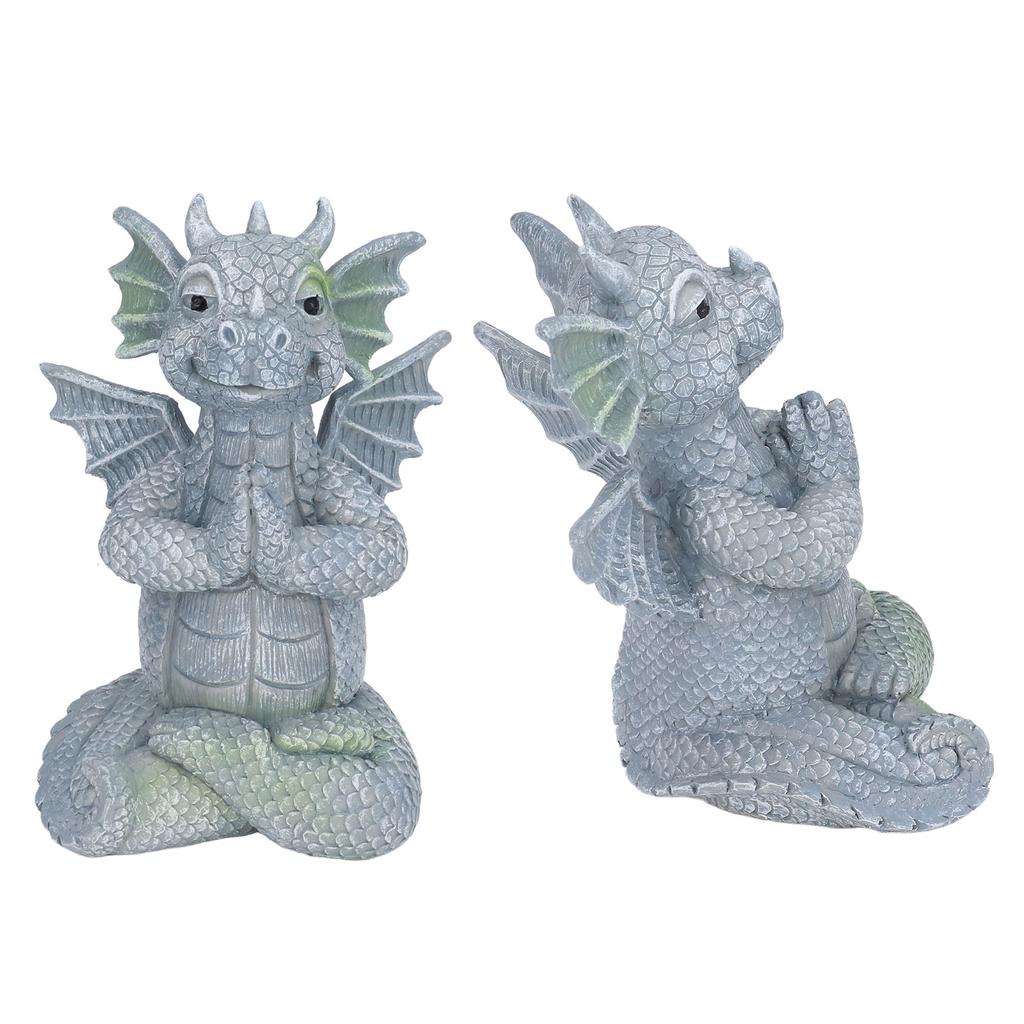 Small Dinosaur Sculpture Resin Meditated Statue Home Ornament for Garden Tree Courtyard Backyard