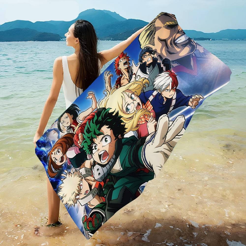 My Hero Academia Cool Cartoon Bath Towel Microfiber Soft Water Absorbing Breathable For Girl Kids Decorative Cartoon Beach Towel