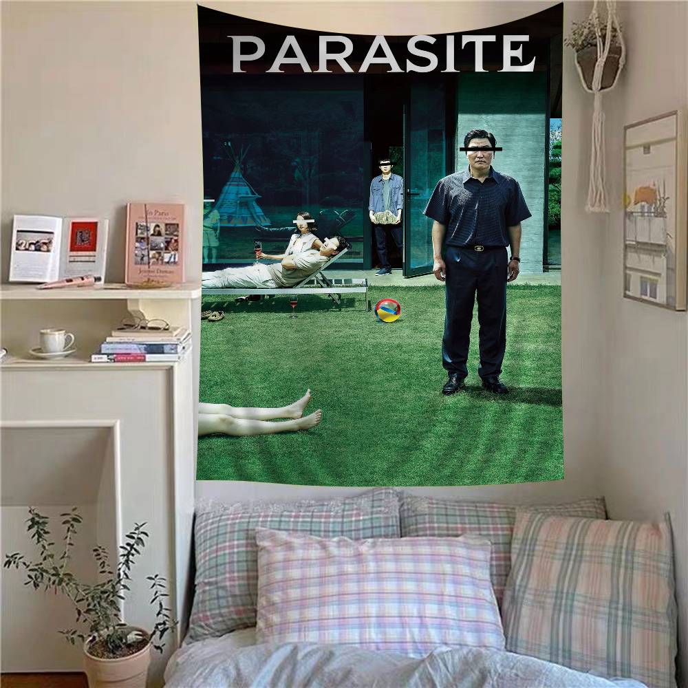 Korean Movie Parasite Cartoon Tapestry Art Science Fiction Room Home Decor Wall Hanging Home Decor