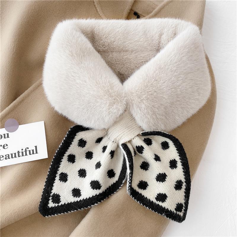 Scarf Women's Autumn and Winter Plush Cross Scarf To Keep Warm Imitation Rex Rabbit Fluffy Scarf