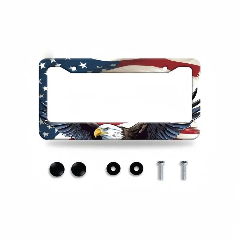 2 PCS Eagle Pattern Car License Plate Frame Aluminum Alloy Frame Car License Plate Protection Frame Aluminum Frame Weatherproof And Rainproof