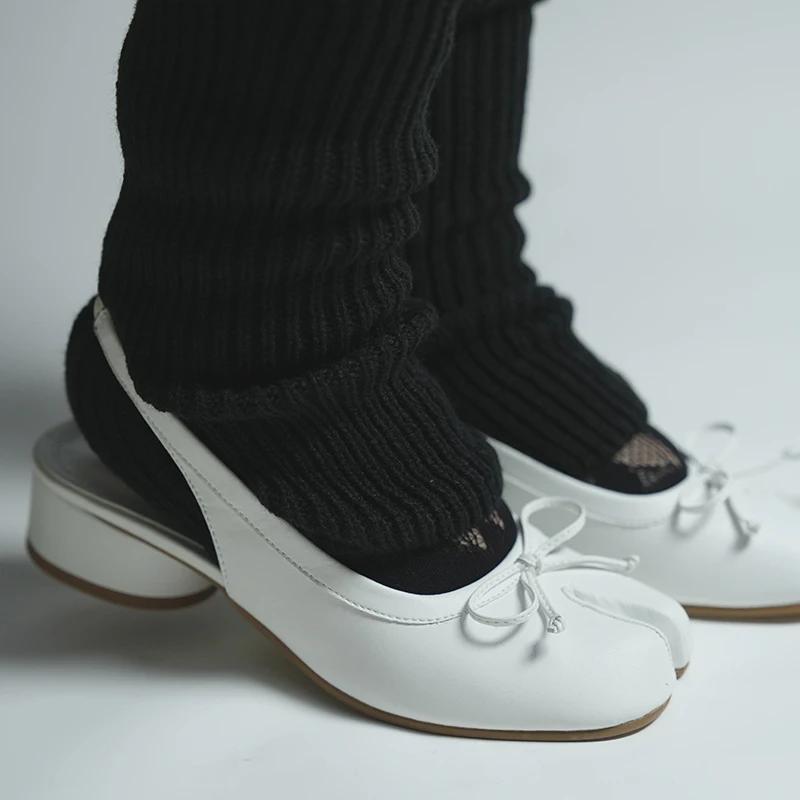 2025 Новый Дизайн Бренда Модные 3СМ Сандалии Таби Разделенный Каблук Балет Летние Туфли на Высоком Каблуке Одинарные Туфли Бант Мэри Джейн