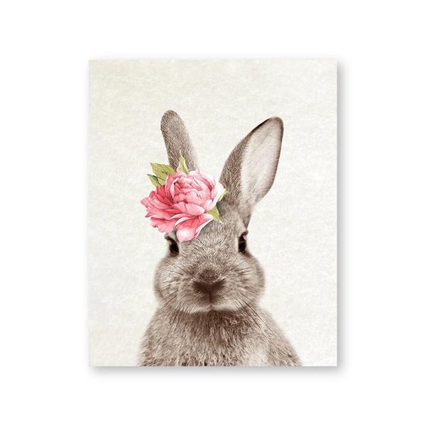 Rabbit Bubble Gum Art Poster Prints Blue Pink Nursery Wall Art Canvas Paintings Wall Picture Baby Animals Bunny Nursery Decor