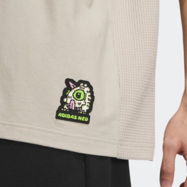 Adidas Футболка Neo Solid Color Crew Neck Casual Short Sleeve Unisex Tops Beige IK5185