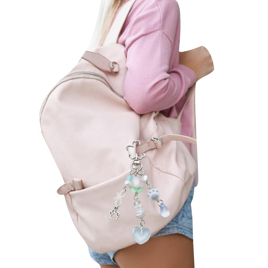 Cat Claw Heart Flower Keychain Cute Decorations Keyring Ornament Backpack Handbag Charm Pendant Gift for Girls Women