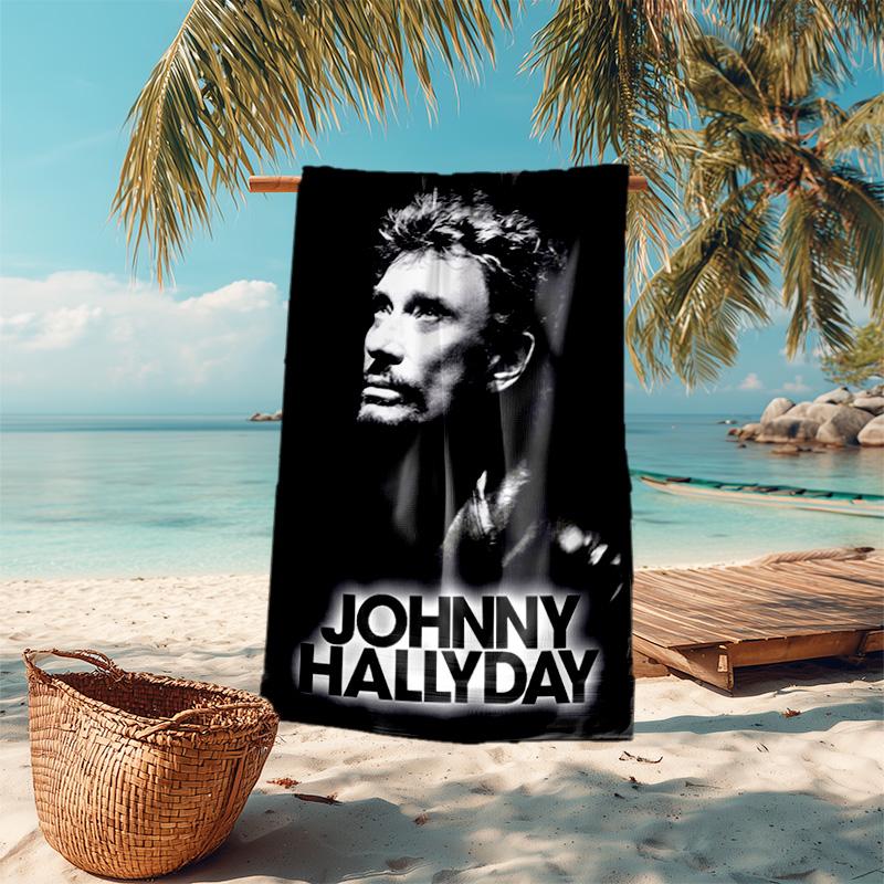 French legendary rock singer and actor Johnny Hallyday towel outdoor camping vacation swimming beach towel outdoor absorbent bath towel Y6