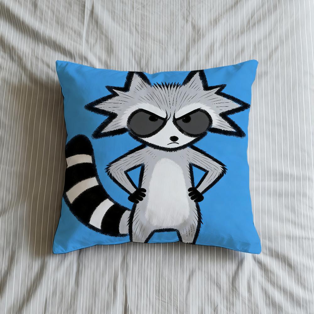 Cushion Cover Soft Case Raccoon Sofa Cartoon Living Room Home Comfortable Office Decor Cute Protective Pillow