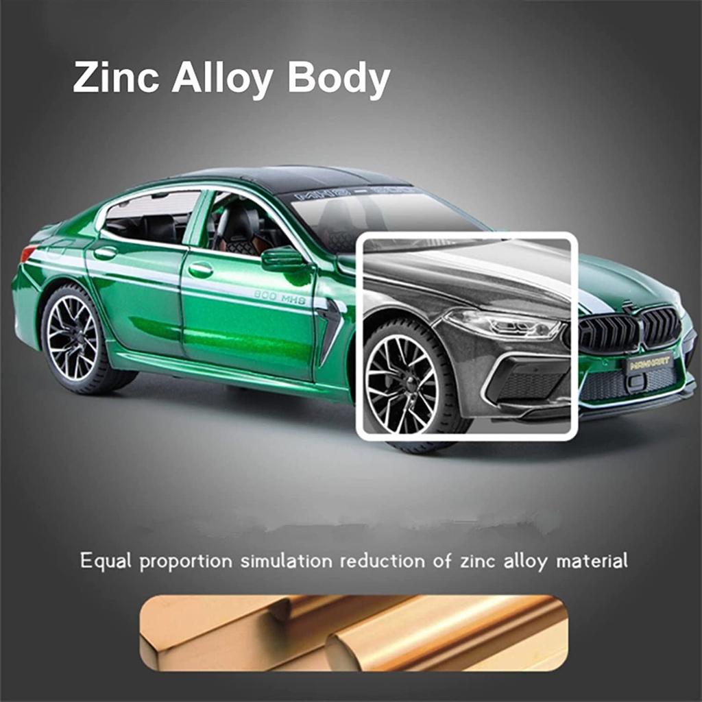 1/24 Scale M8 Diecast Car Model Toy, Pull Back Toy Vehicle with Sound and Light for Kids Toddler Boys Girls Gift Collection