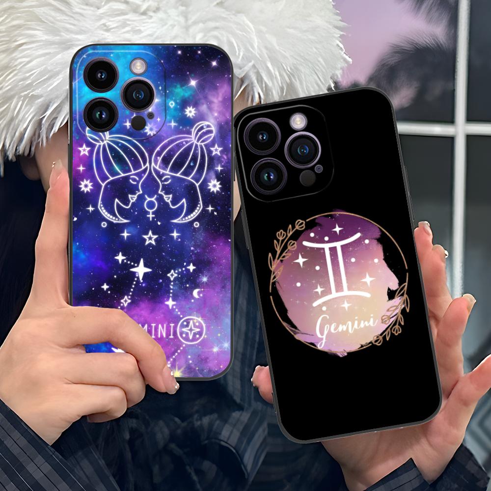 Чехол для мобильного телефона со знаком зодиака Близнецы для iPhone 17 16 15 14 13 12 11 X XR XS 8 7 Air Pro Max Plus Mini Цветной Чехол Роскошный