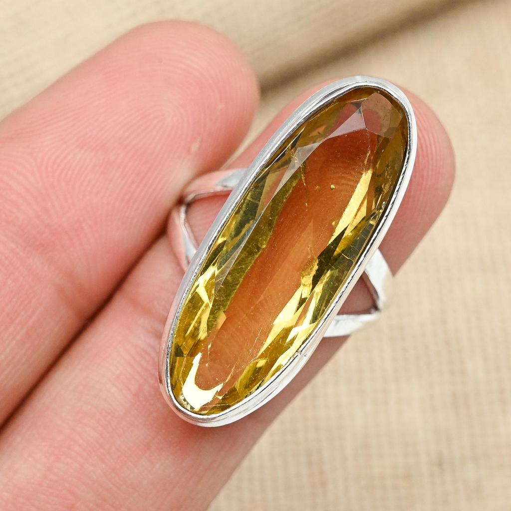 Lovely Citrine Gemstone Ring 925 Sterling Silver Handmade Jewelry Engagement Ring