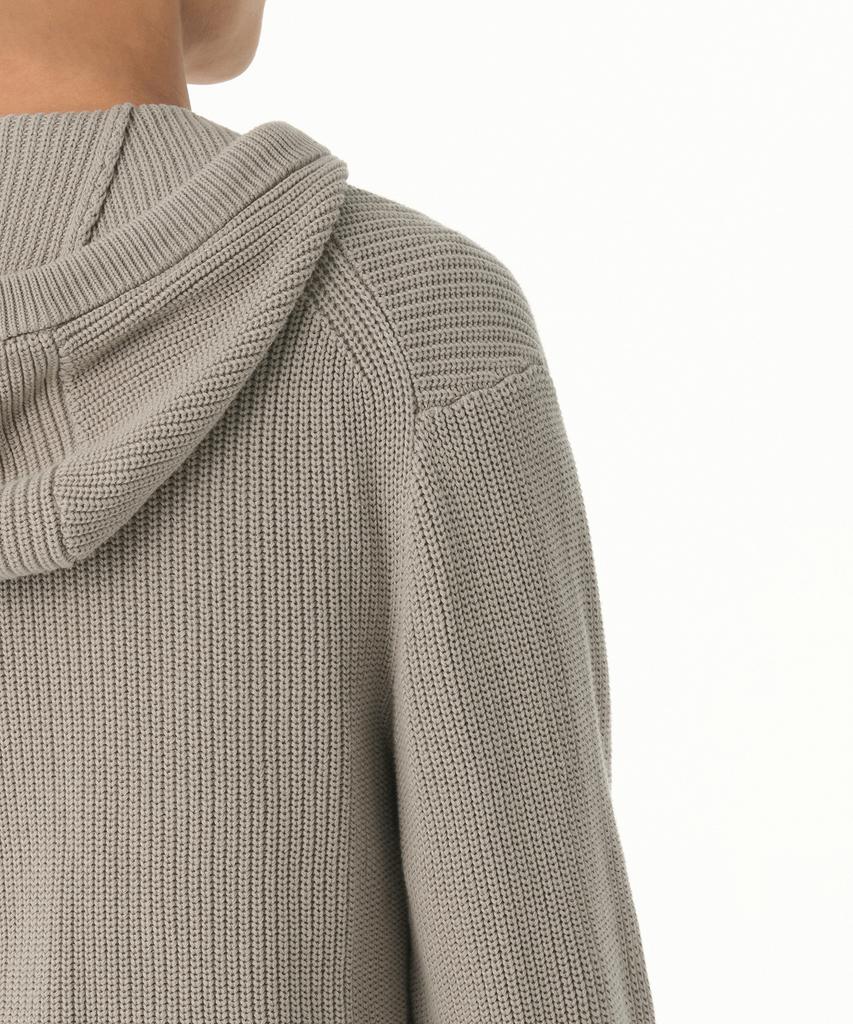 MUSINSA STANDARD Ribbed Knit Hooded Zip-Up [Light Warm Grey]