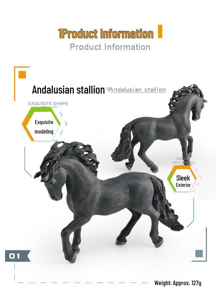 Prancing Andalusian Stallion Figurine: Children's Educational Horse Model