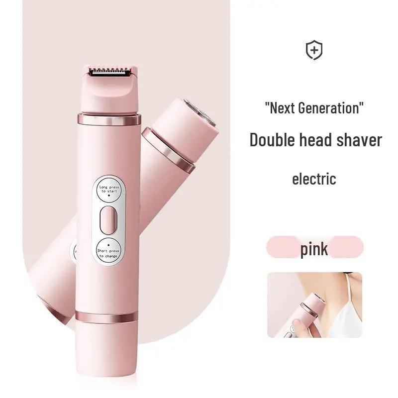 Электрическая женская бритва и триммер с двумя головками для удаления волос на теле и в области бикини