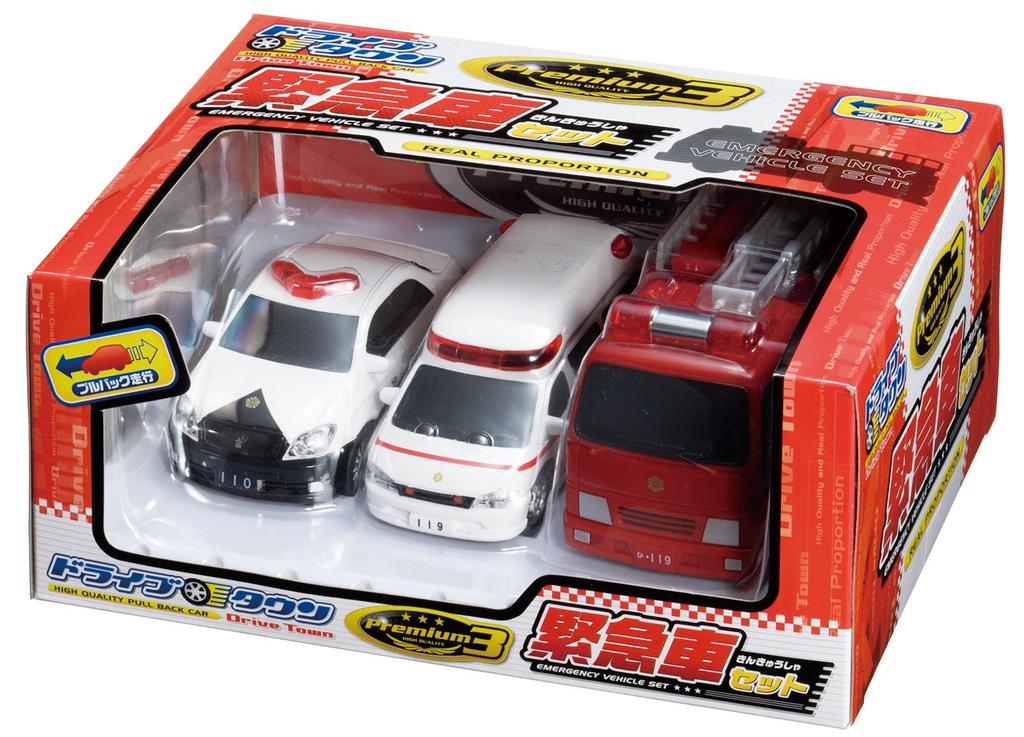Maruka Drive Town Premium 3 Emergency Vehicle Toy Ages 3 and 187144 Set, Car, Up,