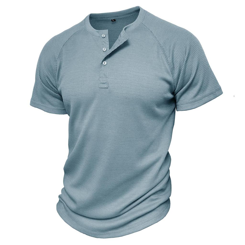 Мужские рубашки на пуговицах, вафельные футболки с короткими рукавами и круглым вырезом, летние пуловеры, повседневная праздничная повседневная одежда