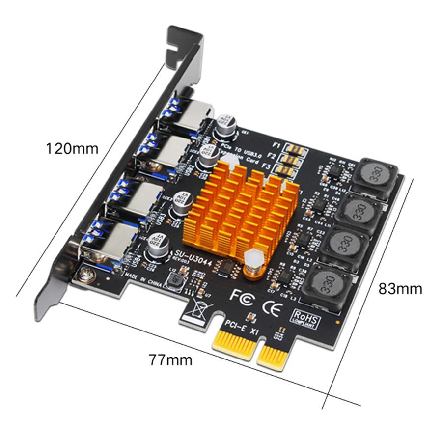 4-портовая карта PCI Express USB 3.0 Адаптер карты расширения PCI-E USB 3.0 PCIE USB 3.